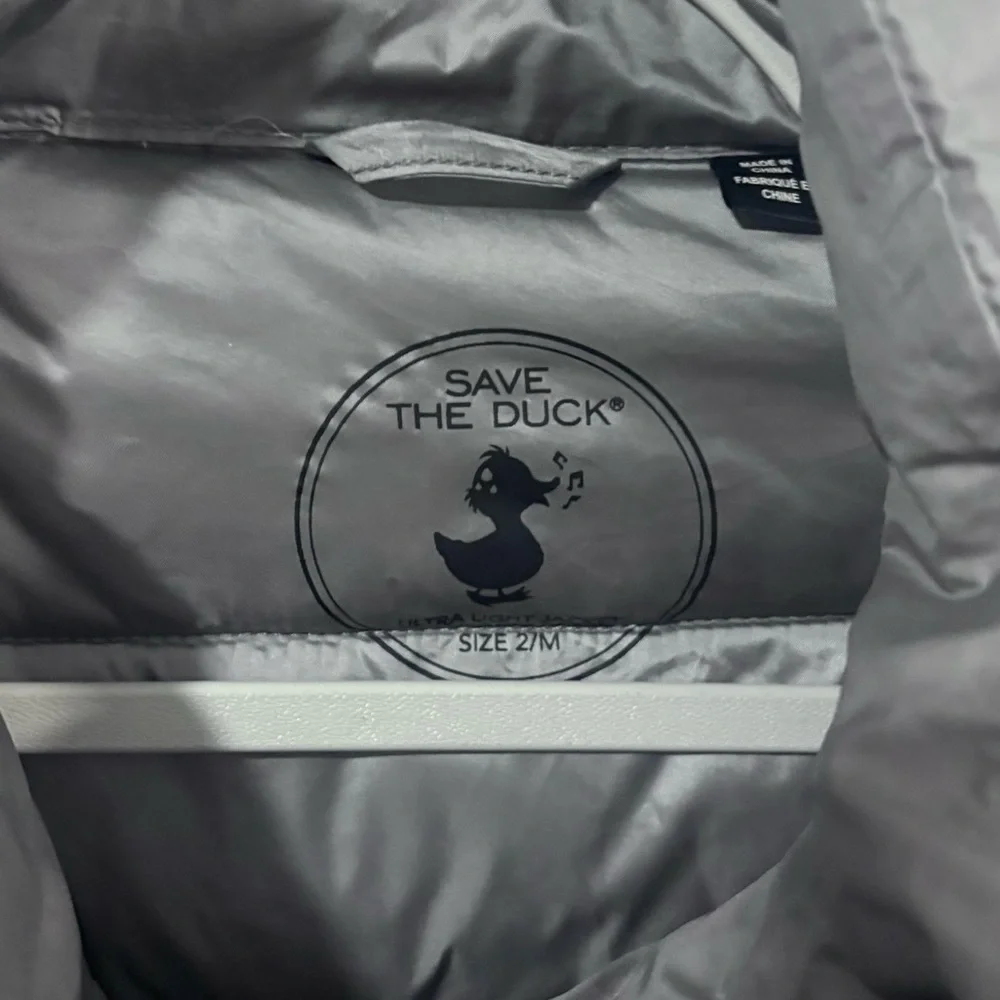 SAVE THE DUCK Stand Up Collar Grey Puffer Jacket - Picture 6 of 9